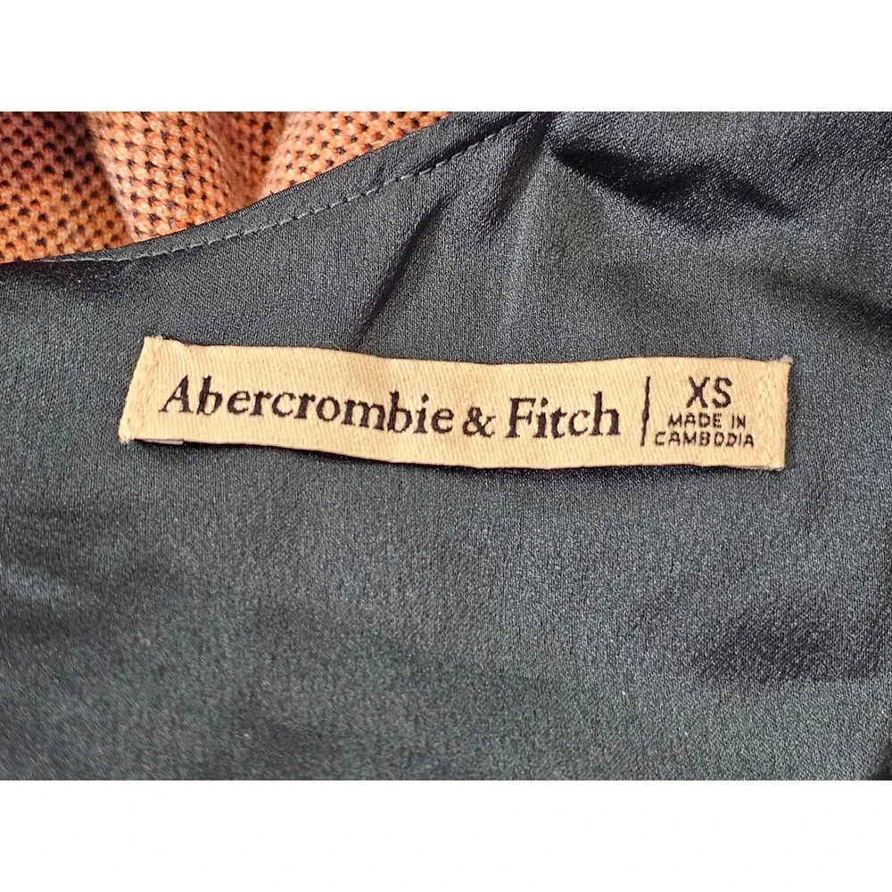 Abercrombie & Fitch Teal Satin Puff Sleeve Tie Back Button Front Crop Top XS EUC